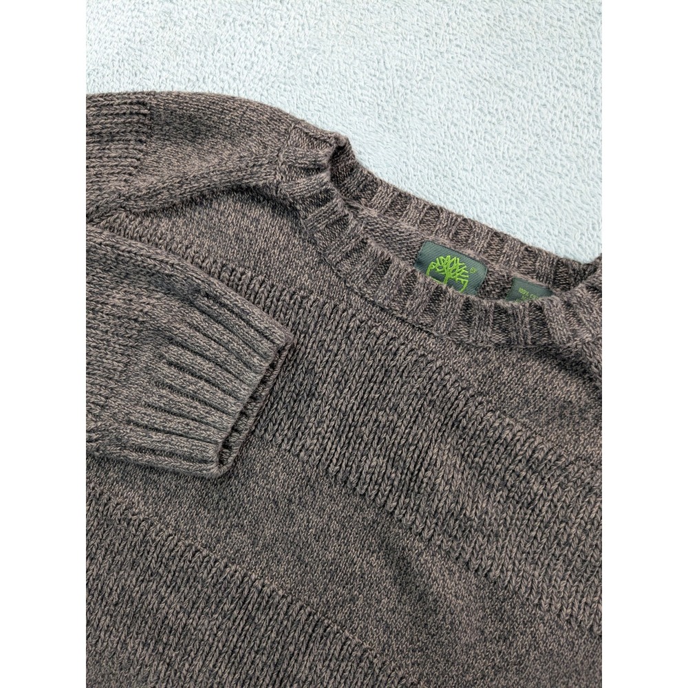 Timberland Mens XL Brown Marl Cotton Textured Stripe Raglan Crew Neck Sweater